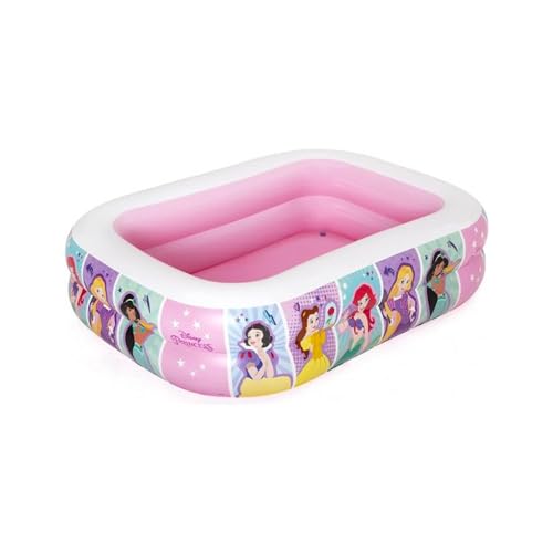 Piscina Gonfiabile per Divertimento in Spiaggia e all'Aperto, Perfetto per Bambini e Bambine con Decorazione Principesse Disney, in Plastica, 201x150x51cm, Rosa