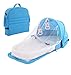 Lettino da Viaggio Pieghevole Portatile per Lettino per Lettino Neonato per Neonati con Zanzariera Lettino Portatile con Giocattoli per Dormire (Blu, 92x46x14cm)