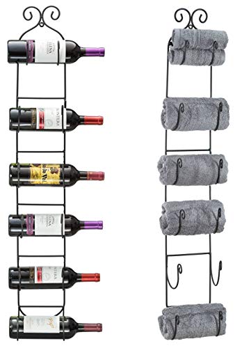 Sorbus Wall Mount Wine/Towel Rack (Holds 6 Bottles) #TOP17