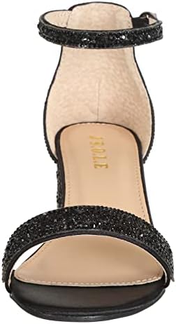 J's.o.l.e Women's Sparkly Open Toe Low Block Heel Rhinestone Dress Sandals Wedding Shoes for Bride Black US Size 8.5 | Image 1