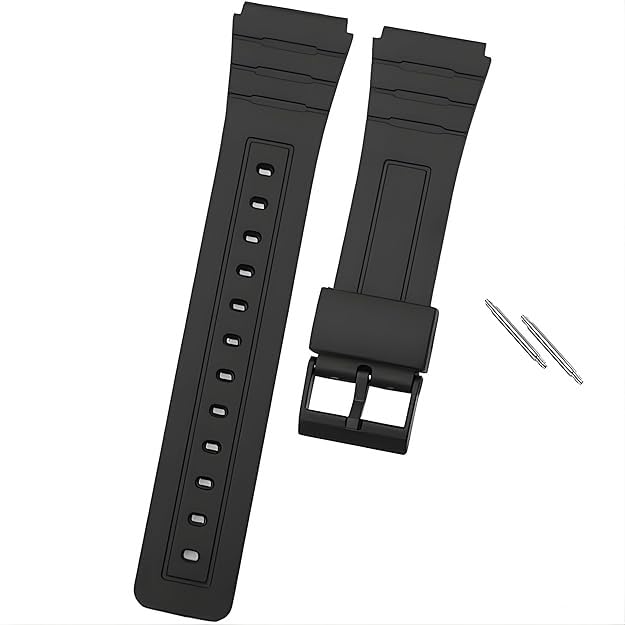 Image of 18mm Compatible with CASIO F-91W F-91WG F-91WM F-94WA F-93W F-105W F-106W F-28W, Adjustable Band with Pin Buckle. (Check Third Image For Referance)
