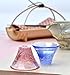 Toyo Sasaki Glass G635-T72 Cold Sake Glass, Pair, Congratulations Cup, Mt. Fuji Cold Sake Cup, Made in Japan, Blue & Red, 1.2 fl oz (35 ml), Pack of 2