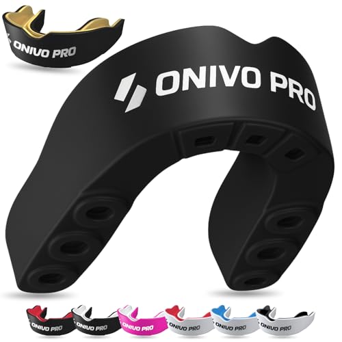 Dual Layer Sports Mouth Guard for Adults & Kids 11+ Premium Protection Gum Shield with Case Boil and Bite Mouthguard for Boxing Rugby MMA Karate Hockey & Contact Sports
