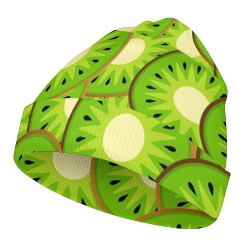 Kiwi Fruit Red Stripe Pattern Kids Beanie Hat for for Girls Boys Children Cap Winter Knitted Chemo Cancer Headwear Accessories Gifts Decoration