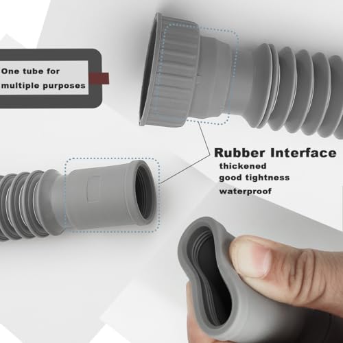 Flexible Expandable Bathroom P- Trap, 1 1/4 to 1 1/2 Sink Drain Adapter Included, Wash Basin Rubber Tips Sink Drain Pipe, Universal Extension Tube for Kitchen Bathroom Sink Sewer Drain - Thumbnail 4