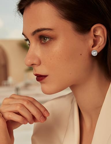 FASACCO 925 Sterling Silver Stud Earrings Large CZ Stud Earrings Fake Diamond Stud Earrings Silver Studs Set Cubic Zirconia Stud Earrings3