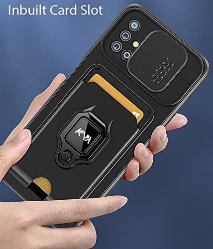 Kapa Bisen Back Cover for Samsung Galaxy A71, Inbuilt Camera Slider Ring Stand and Card Pocket Shockproof Slim Bumper Back Case (Black), TPU+PC - Image 7