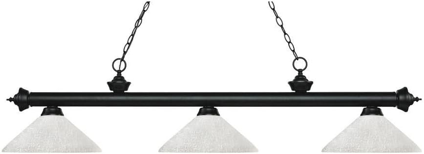 Riviera - 3 Light Island/Billiard in Billiard Style - 13.75 Inches Wide by 13 Inches High-Matte Black Finish-White Linen
