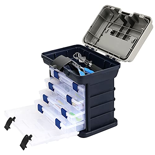 Heihak Fishing Tackle Box, 4 Layers Small Portable Fishing Accessory Box Case, Fishing Tackle Box Organizer For Fishing Enthusiasts, Beginners, Jewelry Storage, 10.2 X 6.7 X 10.2 Inch #TOP9