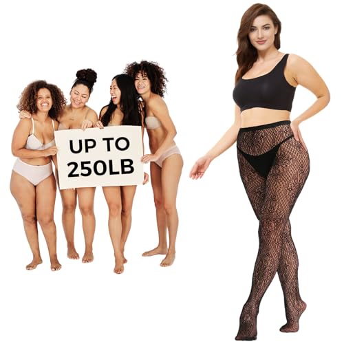 Buauty 3 Pcs Lace Patterned Fishnet Tights for Women Black Fishnets Leggings Lace Tights2