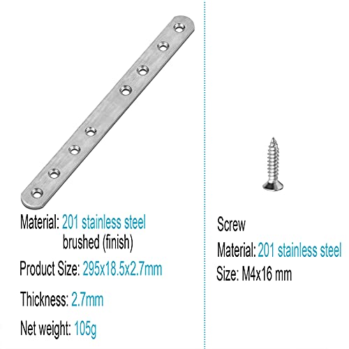 MOUNTAIN_ARK 10 Pack 11-5/8" x 3/4" Flat Mending Plate, Long Stainless Steel Straight Repair Bracket for Wood by MOUNTAIN_ARK - Image 2
