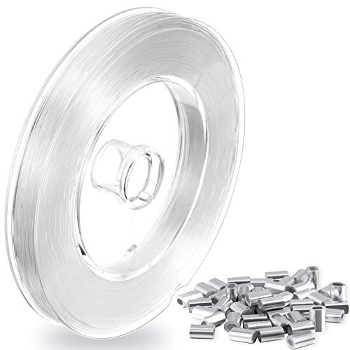 Starker Klarer Nylon Draht zum Aufhängen von Weihnachtsdekor und 50 Schlaufenmanschette (109 Yd) Cover