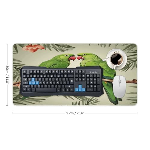 Couple Parrots Olive Mouse Pad grande antideslizante miniatura 2