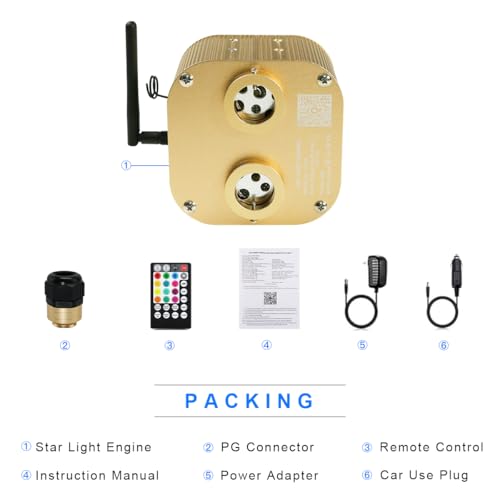 Image of AMKI Dual Port 20W Twinkle Sound Mode RGBW Light Source Engine Driver Remote /APP Control Starlight Box Motor for Fiber Optic Star Ceiling Light Kit