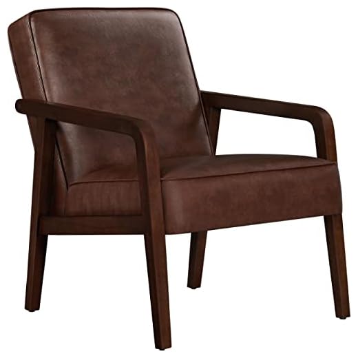 Yaheetech Tub Chair, PU Leather Armchair Modern Cozy Accent Chair with Wooden Frame and Soft Thick Padded for Living Room Bedroom Home Office, Dark Brown