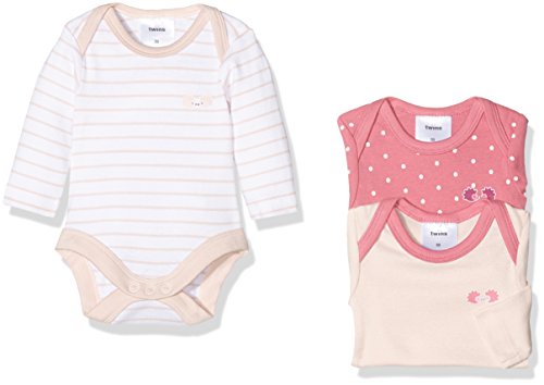 Twins Unisex Baby Body langarm, 3er Pack, Rosa (Rosa 3737), 68
