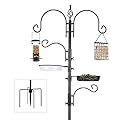 Urban Deco Bird Feeding Station Kit Bird Feeder Pole Wild Bird Feeder Hanging Kit Planter Hanger Multi Feeder Hanging with Metal Suet Feeder Bird Bath for Attracting Wild Birds