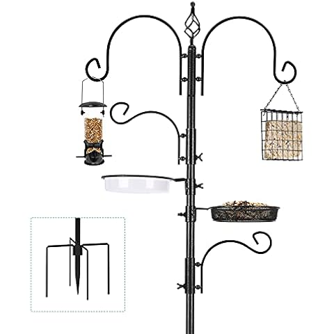 Urban Deco Bird Feeding Station Kit Bird Feeder Pole Wild Bird Feeder Hanging Kit Planter Hanger Multi Feeder Hanging with Metal Suet Feeder Bird Bath for Attracting Wild Birds Cover
