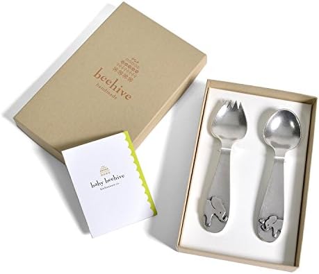 Beehive Handmade Elephant Pewter Baby Spoon Set