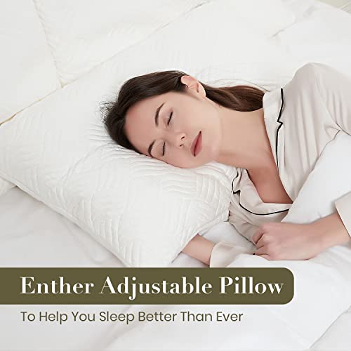 Enther Shredded Memory Foam Bed Pillow, Adjustable Loft, Bamboo Cover, Queen Size #TOP6