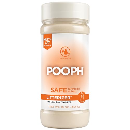 POOPH® LITTERIZER® – 16oz Bottle – Absorbs 46x Weight in Wetness & Odor – Keeps Litter Dry, Reduces Mess, Reduce Litter Costs AND Get a STINK-FREELitter Box – WITHOUT Fragrances or Harsh Chemicals