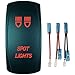 QUNQI STAR 5 pin Laser Backlit Rocker Switch SPOR LIGHTS 20A 12V On/off LED Light Toggle Switch (Red)