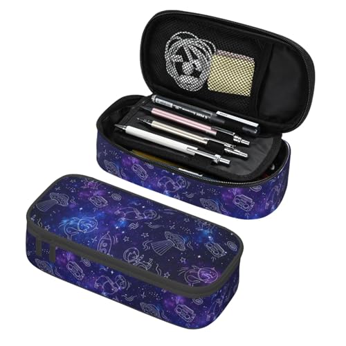 Image of GardEssere Galaxy Space Astronaut Large Pencil Case Aesthetic Big Capacity Cute Pencil Box Pouch with Zipper Pencil Case for Girls Boys Kids Cosmetic Bag for Women for School Office Purple