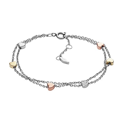 Fossil Bracciale Da Donna Motivi Vintage, 19 Cm Bracciale In Acciaio Inossidabile Tricolore, JF02854998 - 4