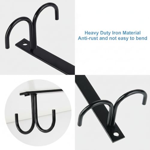 Image of Under Cabinet Mug Rack - 8 Hook Coffee Cup Holder, Under Shelf Hanging Mug Organizer for Kitchen, Bar & Utensils, Space Saving Metal Rack (Black)