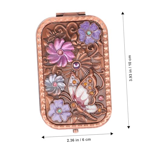 Miroir de maquillage pliable vintage double face portable chic - 3