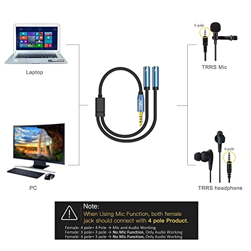 Millso Bundle 3.5Mm Headset Splitter For 2 Trrs Headphones Or Mics Usb To Dual 3.5Mm Audio Jack Adapter Sapphire Blue Trrs External Stereo Sound Card #TOP3