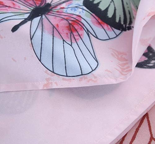 Miniatura 4 de MAG Juego de sábanas de 4 piezas de microfibra rosa con diseño de mariposas para cama Queen, juego de ropa de cama con mariposas, 1 sábana plana, 1