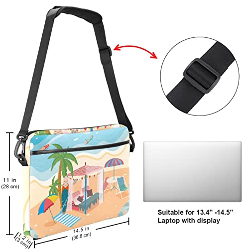 Housse ordinateur portable 13 pouces avec sangle motif océan