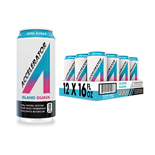 Adrenaline Shoc Accelerator Island Guava 16 Fluid Ounce Can, Performance Energy, Sugar Free, Zero Calories, Natural Ingredients (Pack of 12)