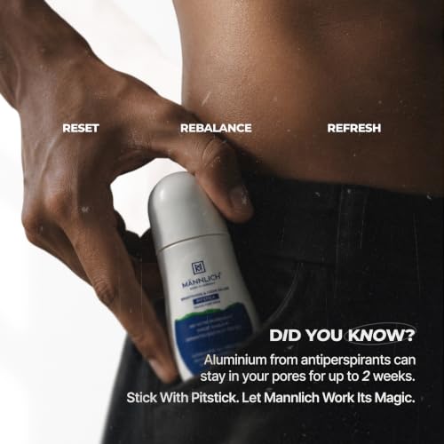 Image of Mannlich Underarm Roll-On for Men, 2% Kojic & Salicylic Acid, Lactic Acid, Alpha Arbutin, 4% AHA & BHA | Brightens Skin, Reduces Pigmentation, Exfoliates & Prevents Body Odor | Alcohol & Aluminum Free, Dermatologically Tested- 50ml (Pack of 3)