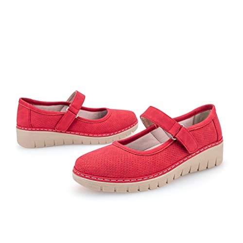 Image of VJH confort Women s Mary Jane Flats, Breathable Comfort Round Toe Low Heel Slip-on Light Weight Walking Shoes