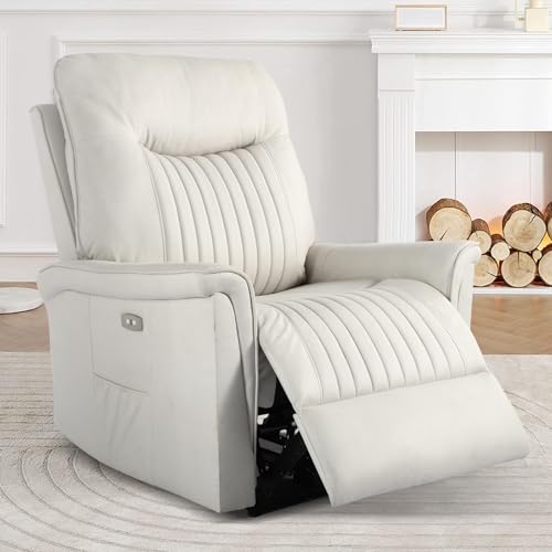 Image of RIHEREFY Power Recliner Chair, Wall Hugger Recliner with Massage and Heat, Electric Recliner Chairs for Seniors, Recliner Massage Chair with Side Pockets, Electric Recliner Chairs with USB Port