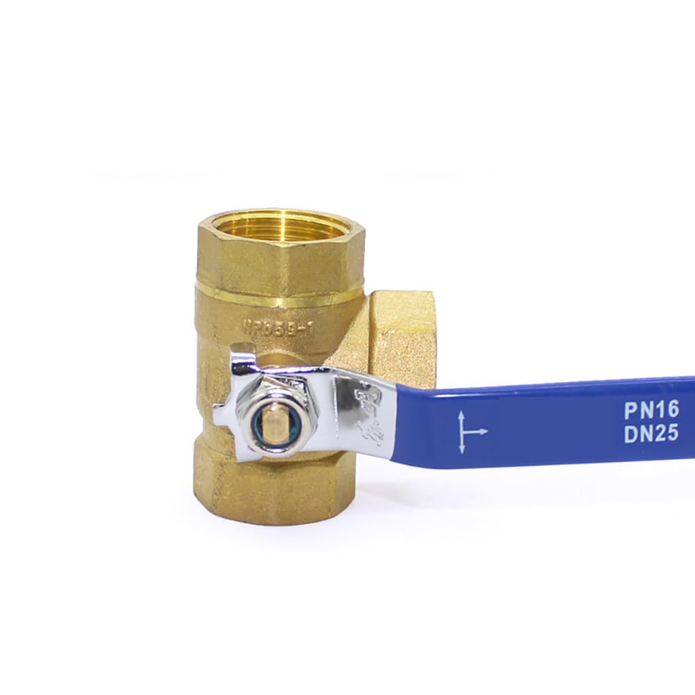 Multi Size T Type 3 Way Copper Ball Valve, Female Inline Thread Valve for Water Air Oil Gas Pipeline Use 1pcs(DN15)