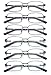 HIGHLIKE 6-Pack Reading Glasses Men, Women Metal Stainless Flex Readers with Soft Cases, Clear Lens Blue Light Glasses, 3 Black 3 Gunmetal 1.25 x