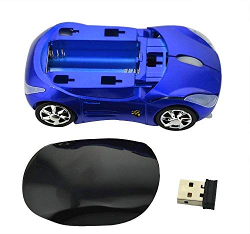 Image of MICROWARE 2.4GHz 1600DPI Mini Sport Car Shape Wireless Optical Mouse Mice with USB Receiver Rechargeable Blue