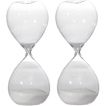 60-Minute Hourglass Set of 2 White Sand Glass Timer for Meditation & Focus - Minimalist Home Office Decor with Visual Flow Aid - Modern Zen Accessory for Mindful Living & Workspace