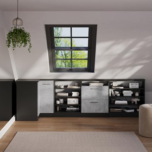 Vicco Mobile Sottotetto Mobile Angolare Calcestruzzo/Antracite 75.6 X 81.6 Cm Con 1 Porta - 2