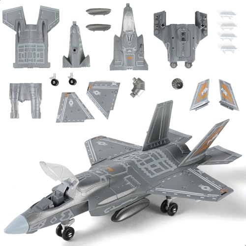 SEBUNAS 1:72 Scale F-35 Fighter Jet Quick Build Model Kit Plastic Millitary F35 Airplane Toy Assembly Aircraft Model with Stand Gift for Kids (27 Pieces)