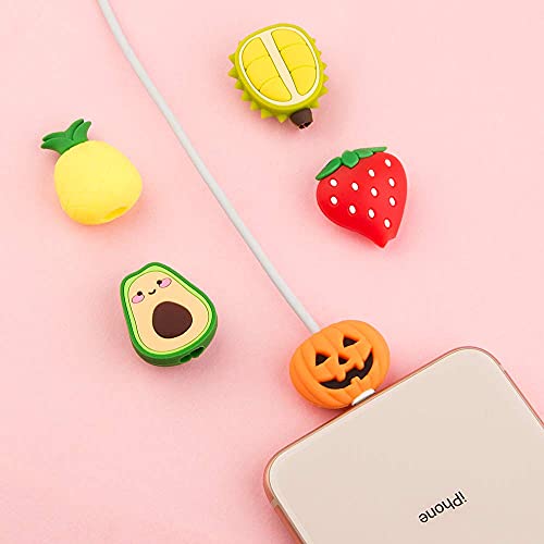 Image of Set of 7 Silicon New Charging Cable & Earphone Protectors,Cute Charging Wire Sleeve,Cord Protection,Cable Savers Compatible with Android USB,Type-c & iPhone Charging Cables- (Random Designs)