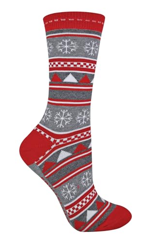 Socksnob - 1 par de calcetines navideños para mujer, tallas 37-42 EU, color gris, Gris Fairisle, 4-8