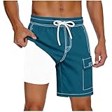 FOCLMP Mens Swim Trunks with Compression Liner Pockets 2 in 1 Quick Dry Summer Board Shorts Beach Vacation Bathing Suit Summer Clothes for Men Fashion Navy XL