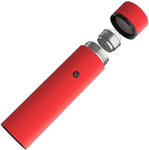 Vremi 17 oz Travel Coffee Mug Thermos Water Bottle - Vacuum Insulated BPA Free Hot Cold Iced Tea Infuser Thermos Beverage Tumbler with Stainless Steel Interior in Cool Slim Shape - Red