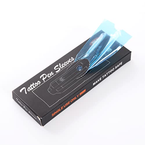 Dragoart 200Pcs Tattoo Machine Covers, PMU Machine Covers Tattoo Supplies PMU Supplies Disposable Clear Plastic Tattoo Gun Wrap Tattoo Pen Covers Tattoo Grip Wrap Sleeves(Blue 2.09 inch x 6.45 inch) - Thumbnail 2