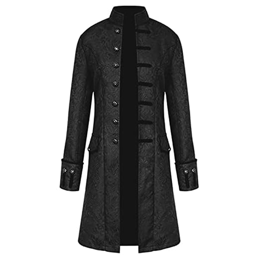 Casaco masculino vintage gótico longo steampunk formal gótico vitoriano casaco fantasia para Halloween preto
