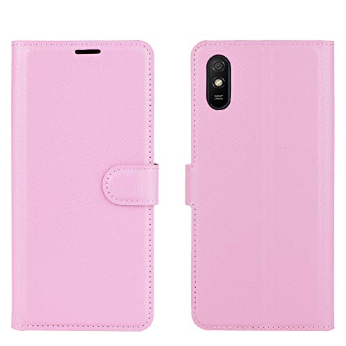 Aidinar Coque pour Xiaomi Redmi 9A, Stand pour Téléphone Portable/avec emplacements pour Cartes de Crédit/Couvercle de Fermeture Magnétique,pour Xiaomi Redmi 9A Housse(Rose) Cover